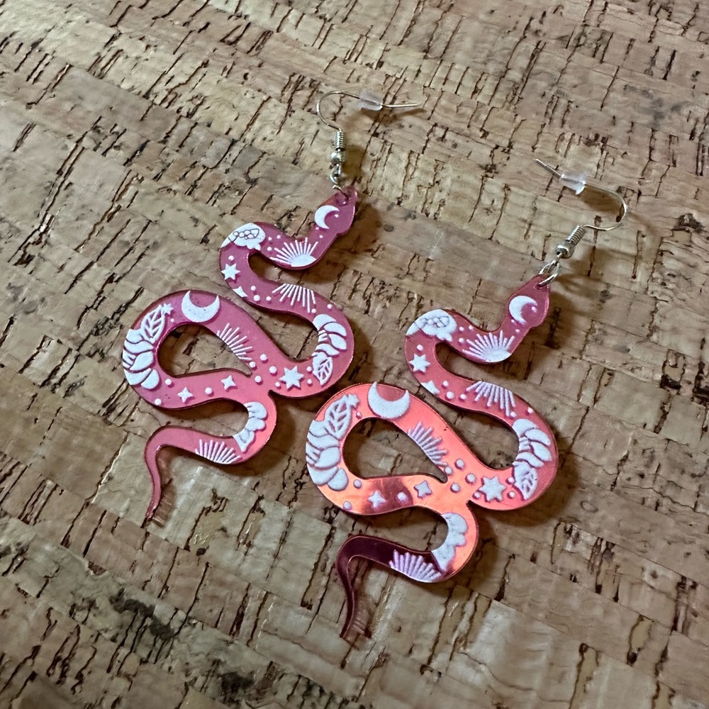 Pink Snake Earrings